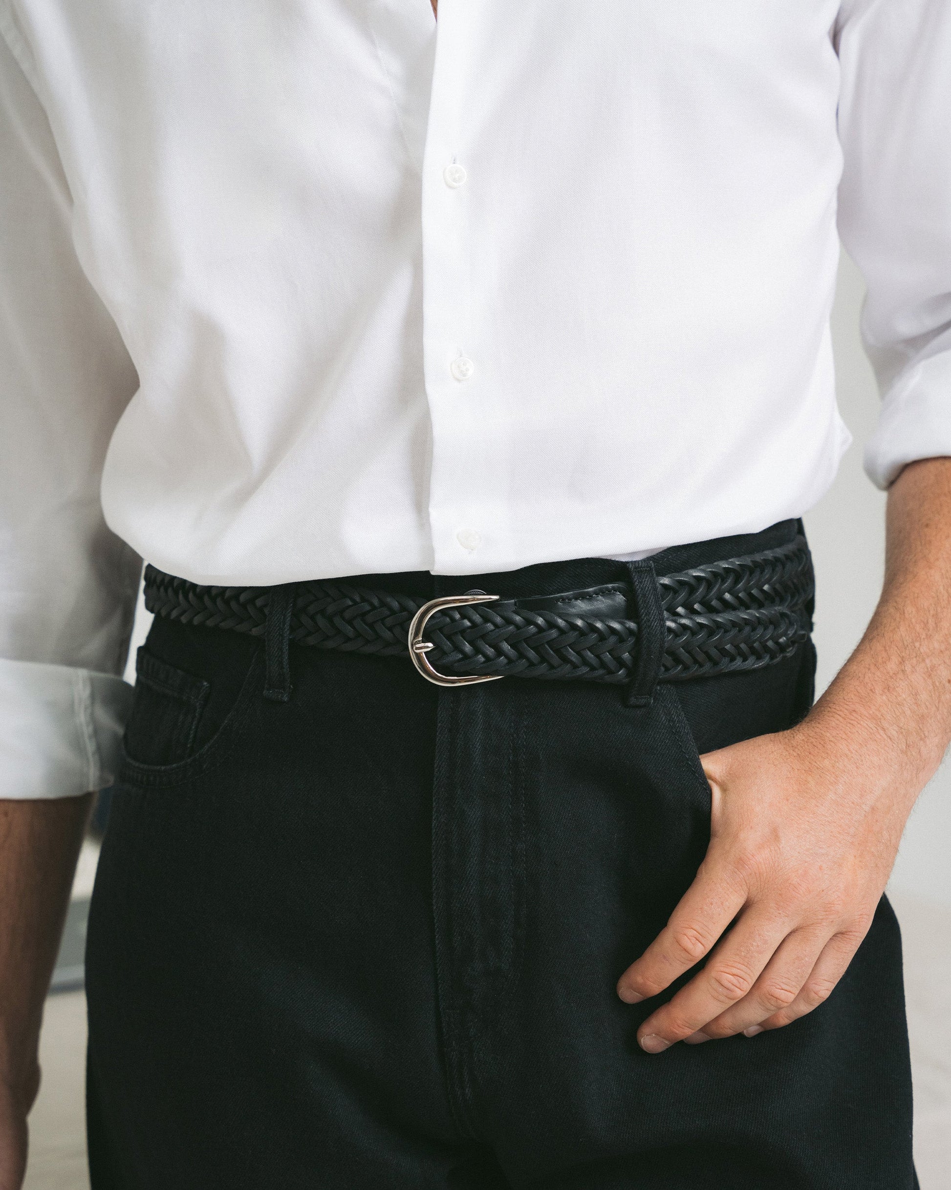 Braided Belt – Black Leather